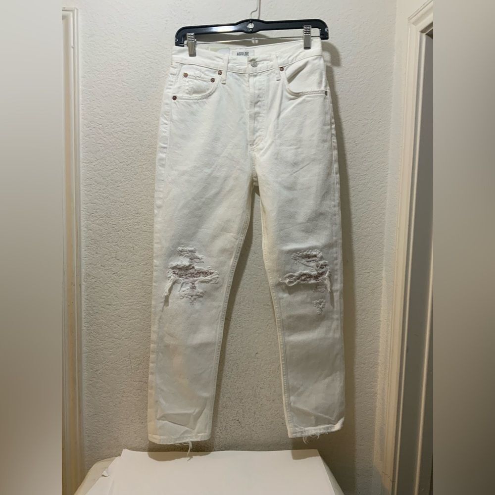 NWT AGolde Riley Straight Crop distressed size 25